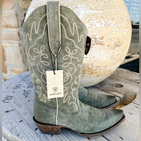 ARIAT Olive Suede Cowboy Boots Size 9.5 Jukebox X Toe - Picture 2 of 14